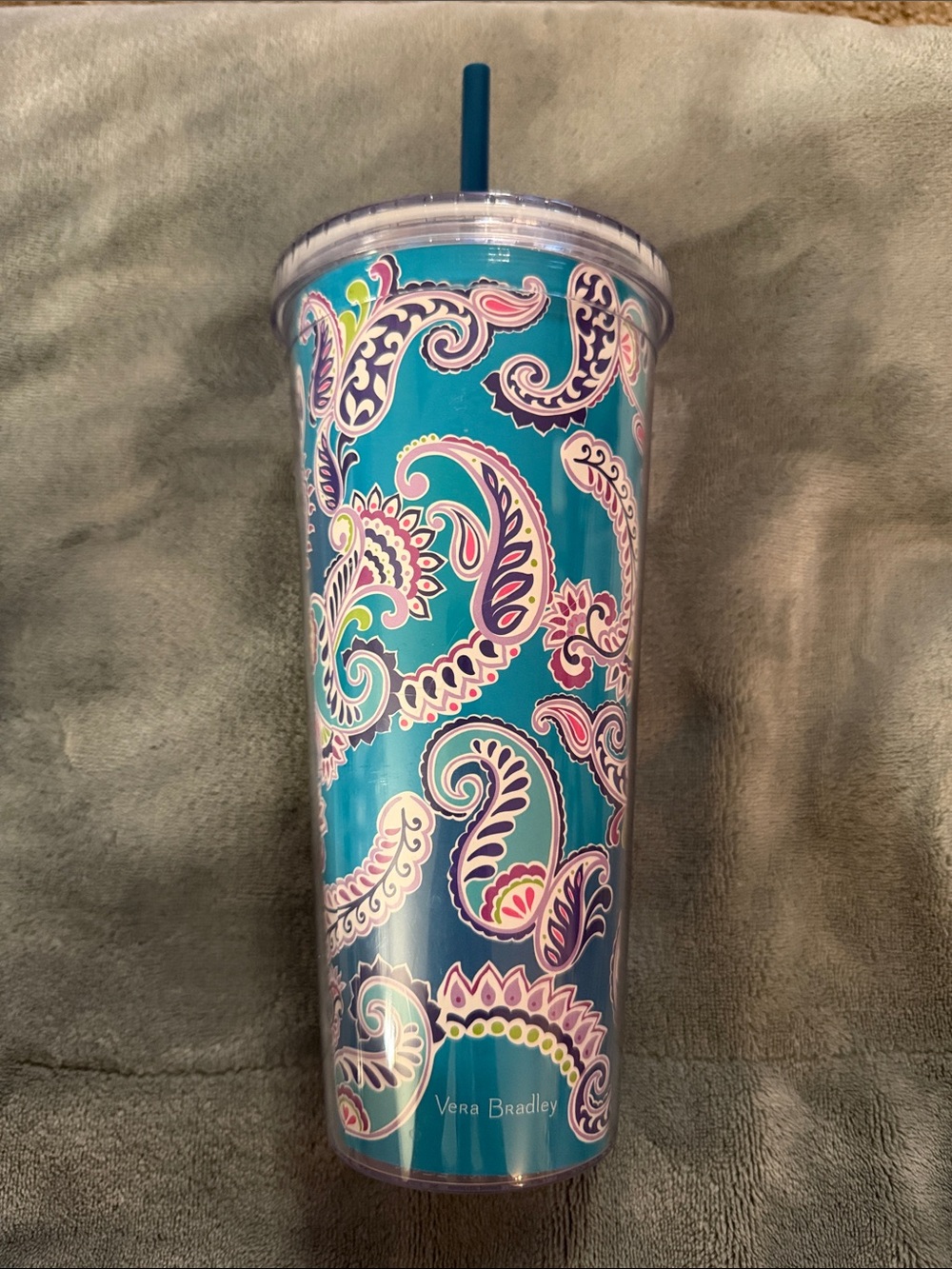Vera Bradley Teal Paisley Travel Tumbler with Lid